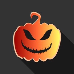 Icon in the form of a festive pumpkin made in the style of flat design