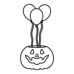 happy halloween pumpkin with balloons helium