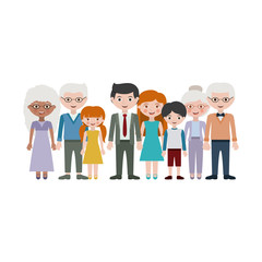 Grandparents parents and kids cartoons design