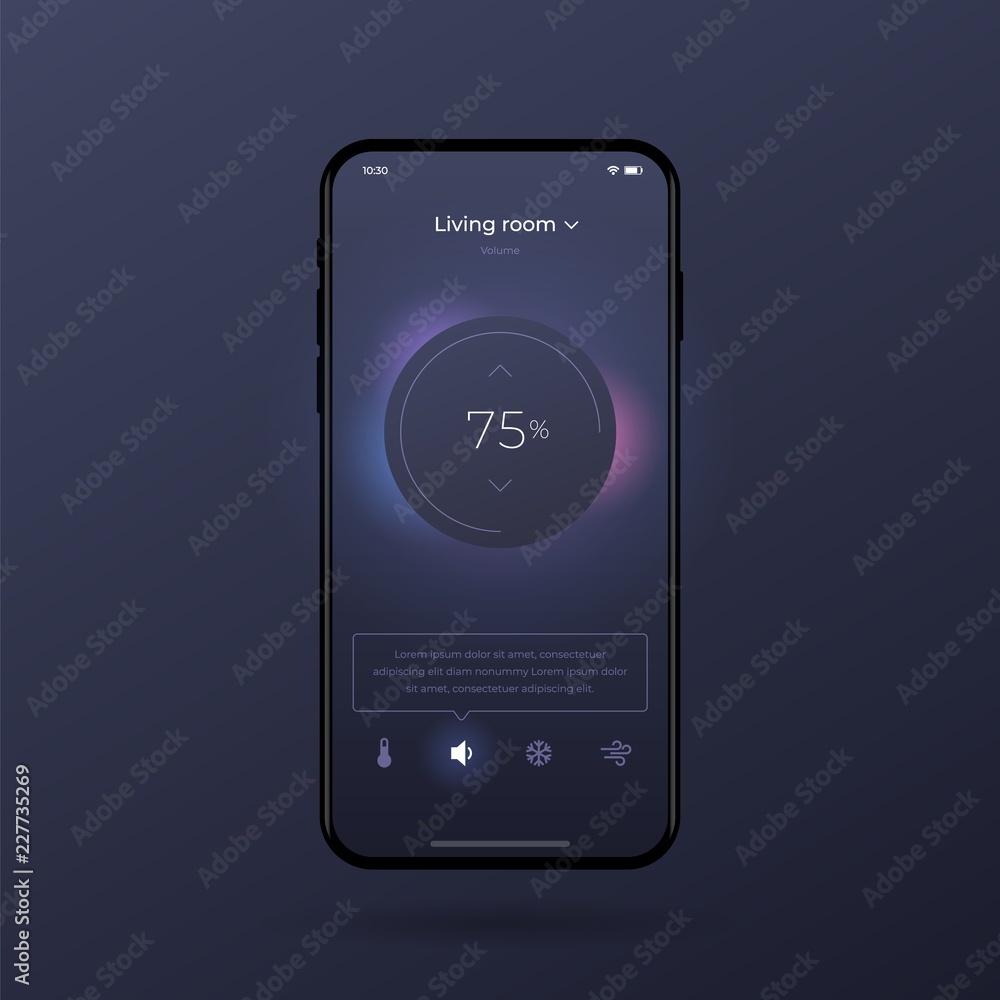 Poster dashboard ui and ux kit. control center design. temperature control in the room. eps 10.