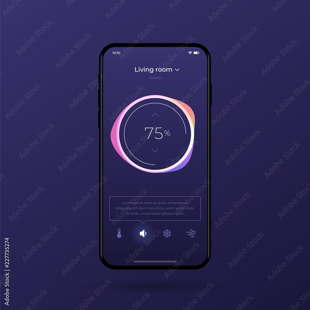 Aufkleber dashboard ui and ux kit. control center design. temperature control in the room. eps 10.