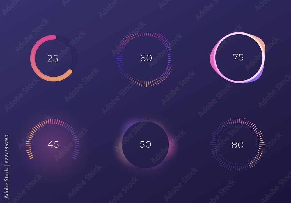 Poster control knob used for regulating. dashboard ui and ux kit. control center design. progress bar. temp