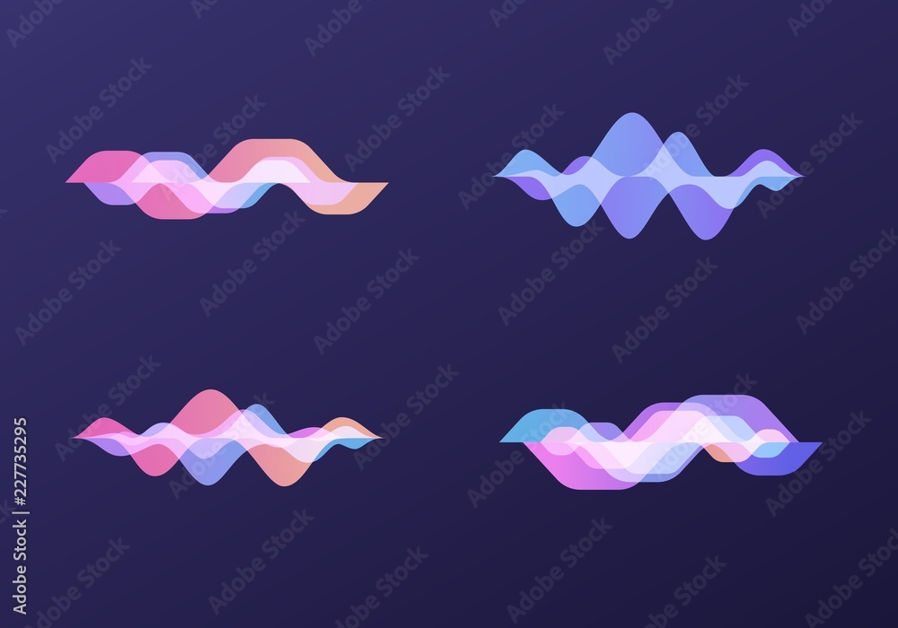Poster sound waves set. vector illustration personal assistant and voice recognition on mobile app. for web