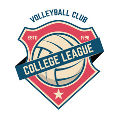 Obraz premium Emblem template with volleyball ball. Design element for logo, label, sign.