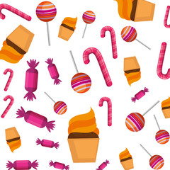sweet candies set and cupcakes pattern