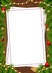 Vector Christmas background with christmas tree. Holiday frame