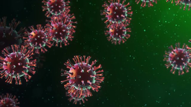 Animation of bacteria virus or germs microorganism cell under microscope with depth. Animation of seamless loop.