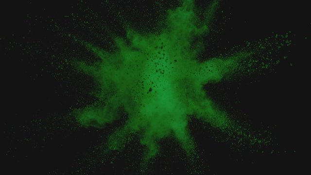 Ultra slowmotion shot of color powder explosion isolated on black background. Shot with high speed cinema camera at 1000fps