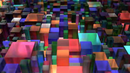 Obraz premium Pattern from colorful glass cubes of different sizes