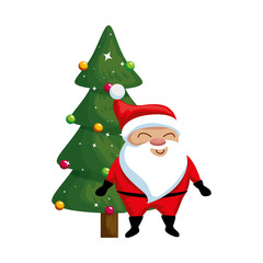 merry christmas tree with santa claus