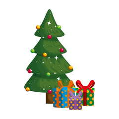 merry christmas tree with gifts