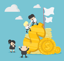 businessman's teamwork graphics, the company is engaged in teamwork, raising a career to success