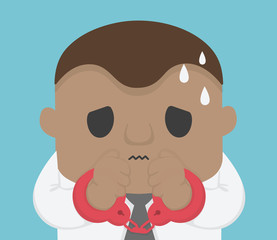 African business tied up in handcuffs