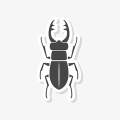 Stag beetle sticker, icon or logo, deer beetle
