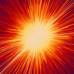 Background with explosion. Starburst dynamic lines. Solar or starlight emission. 3d futuristic technology style. Vector illustration.