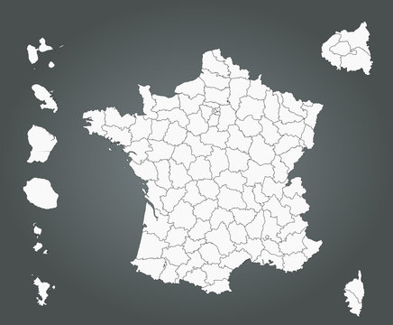 France - fond de carte - départements