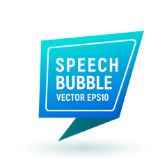Bubble speech geometric blue. Vector illustration message. 3d icon.