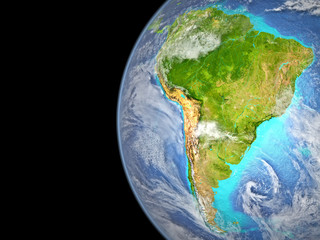 Fototapeta premium South America on extremely high detailed beautifully textured 3D model of Earth.