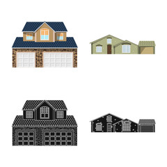 Vector design of building and front icon. Collection of building and roof vector icon for stock.