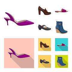 Obraz premium Isolated object of footwear and woman sign. Set of footwear and foot stock symbol for web.