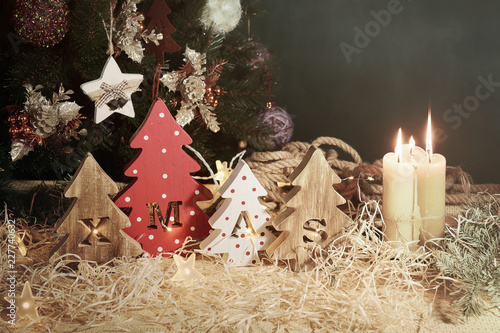 Four Decorative Wooden Trees With Carved Letters Xmas And Four Decorative Wooden Trees With Carved Letters Xmas And Ornaments Family Traditions