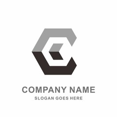 Monogram Letter C Geometric Square Cube Hexagon Architecture Construction Business Company Stock Vector Logo Design Template