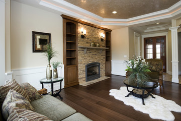 modern living room with fireplace