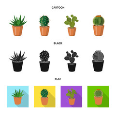 Vector illustration of cactus and pot icon. Set of cactus and cacti stock symbol for web.
