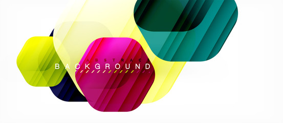 Vector multicolored hexagons geometric abstract background