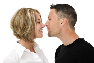 portrait of a couple isolated on white background