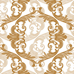 Golden vintage seamless pattern, ornament. Vector.