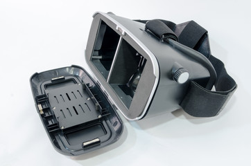 Fototapeta premium Virtual reality glasses in black over a white background