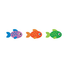 Vector aquarium fish illustration. Colorful cartoon flat aquarium fish set for your design.