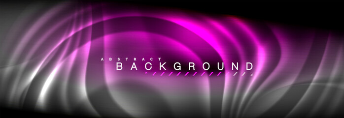 Neon glowing fluid wave lines, magic energy space light concept, abstract background wallpaper design