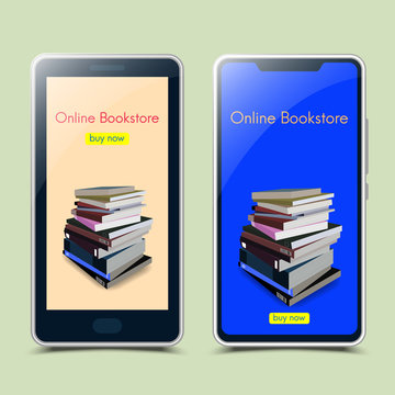 Online bookstore with smartphone.