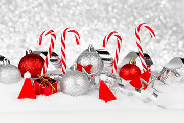 Christmas decor on snow