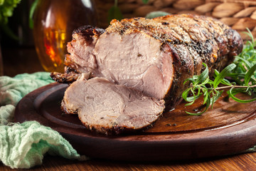 Roasted pork loin with herbs