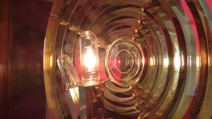 Lighthouse Bulb Closeup Turning On Warming Up Red