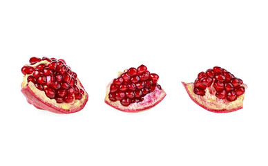 Pomegranate pieces isolated on white background