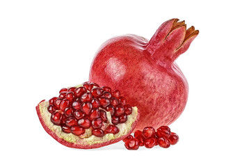 Fresh pomegranate isolated on white background