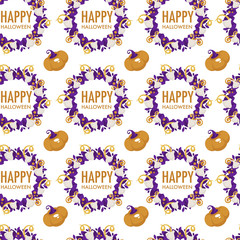 Halloween holiday symbols of autumn event seamless pattern vector.