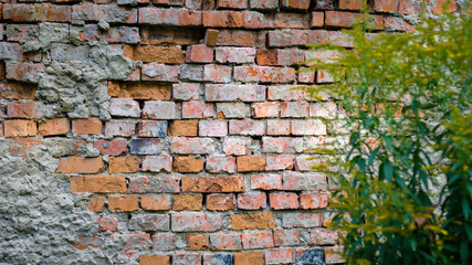 cracked concrete vintage brick wall background