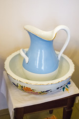 blue pitcher
