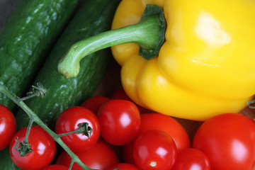 Bright vegetables at the table