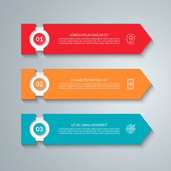 Business infographic template with 3 arrows. Can be used for diagram, graph, chart, report, web design.