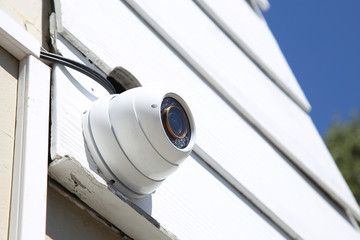 A security camera on a wall in South Africa. 