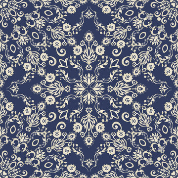 Vector damask pattern ornament. Elegant luxury texture for ceramic tiles, wallpapers, fabrics or texture backgrounds. Exquisite floral baroque element. © nataliiaku
