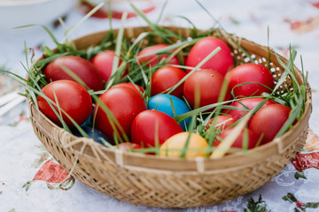 Easter eggs in a basket 