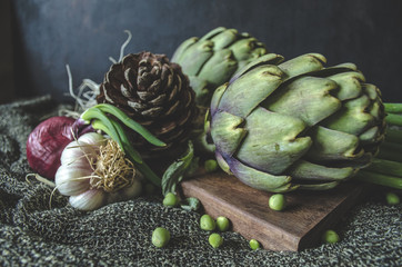 Obraz premium Still life with green vegetables 