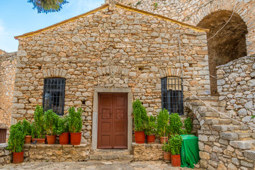 Saint Andrew stone church in the citadel of the Venetian Palamidi castle in Peloponnese, Greece